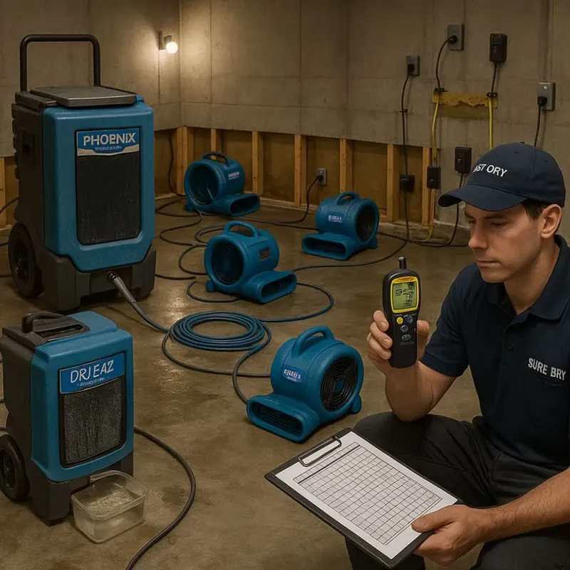 Structural Drying and Dehumidification process in Channelview, TX
